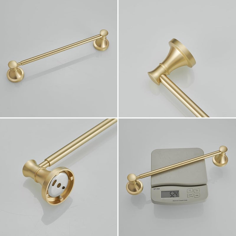 BESy Adjustable 16 to 26 Inch Bath Towel Bar Rack for Bathroom Towel Holder, Wall Mounted Towel Bar Rod Hanger Bathroom Hardware Accessories Hotel Style, Stainless Steel, Brushed Gold - Image 4